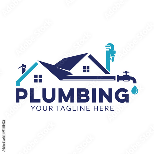 House plumbing logo design template.