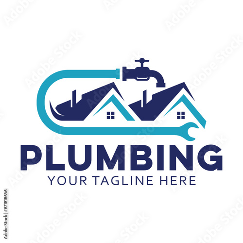 House plumbing logo design template.