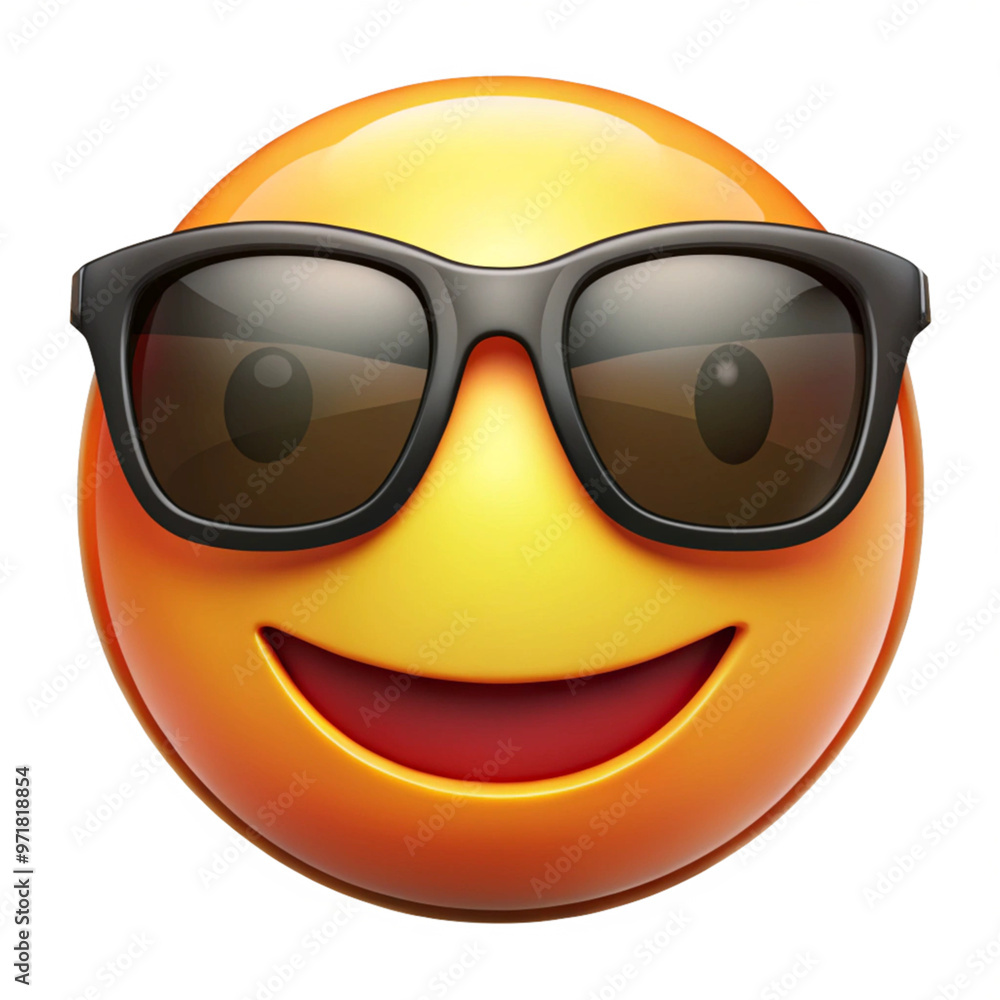 Cool Smiley Face Emoji With Black Sunglasses on Transparent Background Cool Smiley Face Emoji With Black Sunglasses on Transparent Background
