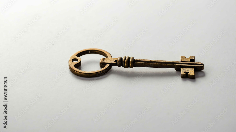 Simple key on plain white background Simple key on plain white background