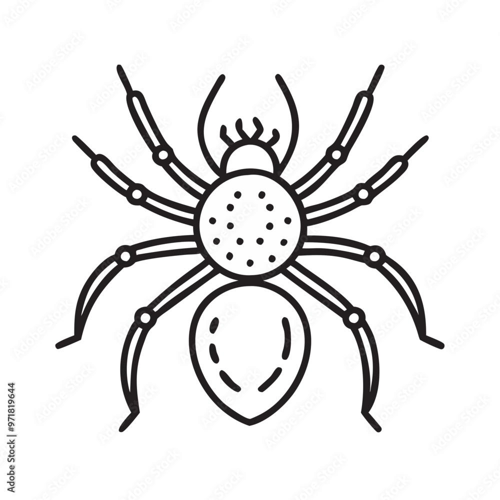 Spider Icon in Minimalist Line Art, Creepy Halloween Insect on Transparent Background Spider Icon in Minimalist Line Art, Creepy Halloween Insect on Transparent Background