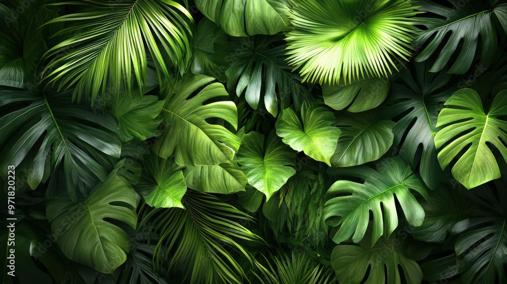 Dense Tropical Leaves with Dark and Moody Lighting Dense Tropical Leaves with Dark and Moody Lighting