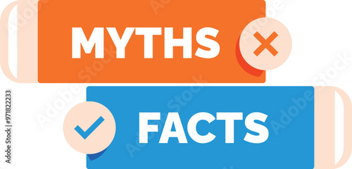 Concept of choosing facts over myths with checkmark and crossmark buttons