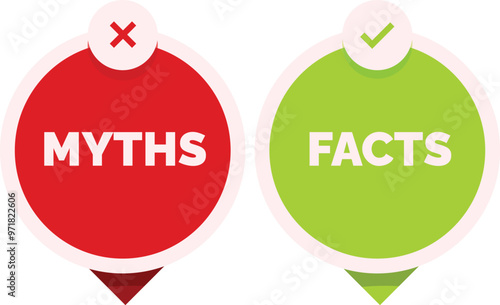 Two speech bubbles showing the difference between myths and facts