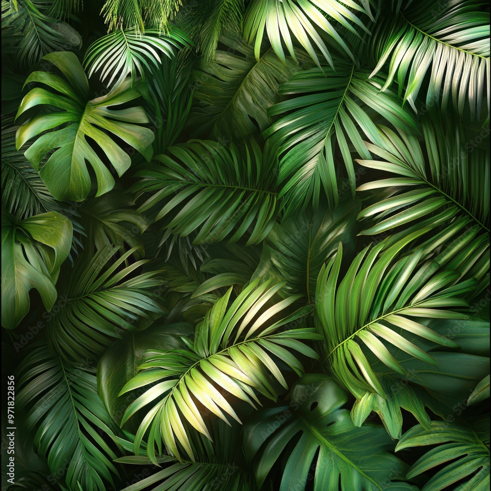 Dense Tropical Leaves with Dark and Moody Lighting Dense Tropical Leaves with Dark and Moody Lighting