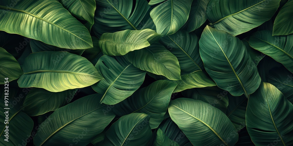 Dense Tropical Leaves with Dark and Moody Lighting Dense Tropical Leaves with Dark and Moody Lighting