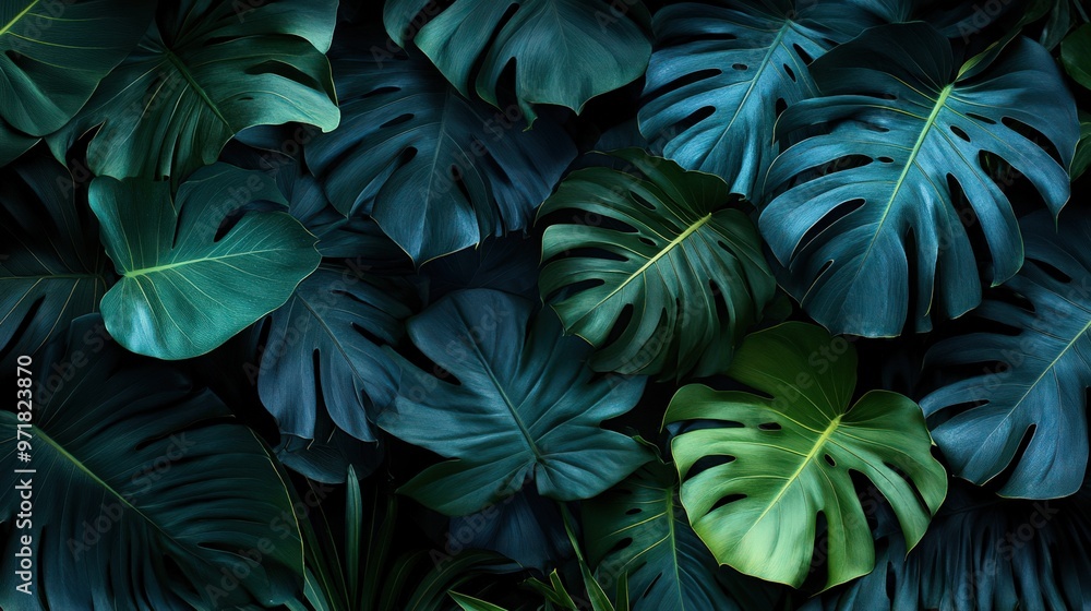 Dense Tropical Leaves with Dark and Moody Lighting Dense Tropical Leaves with Dark and Moody Lighting