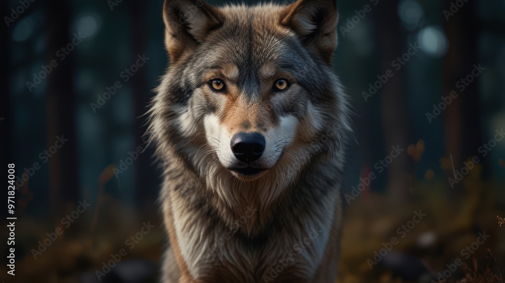 illustration of a wolf in a jungle illustration of a wolf in a jungle