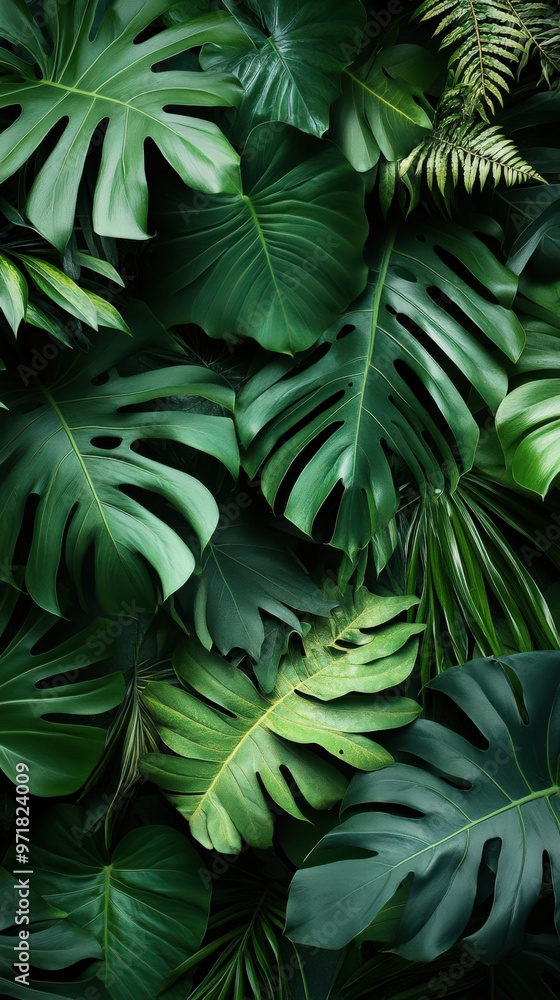 Dense Tropical Leaves with Dark and Moody Lighting Dense Tropical Leaves with Dark and Moody Lighting