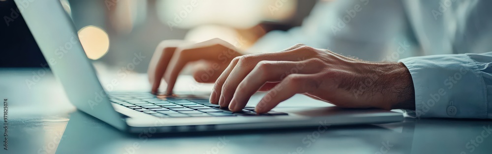 Close-Up of Hands Typing on Laptop Keyboard Close-Up of Hands Typing on Laptop Keyboard