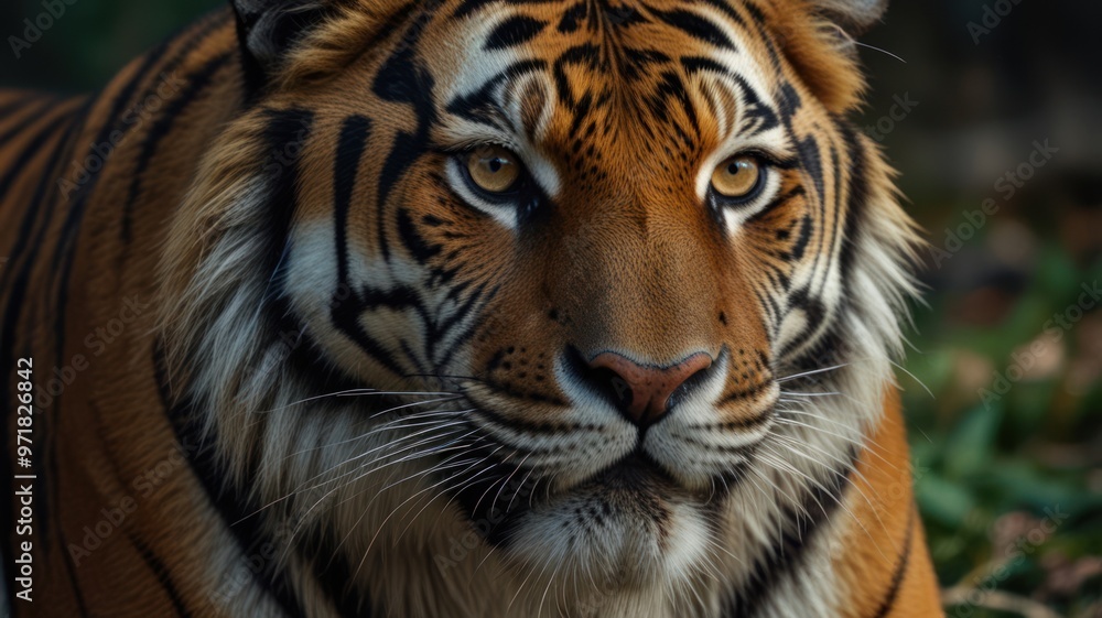 realistic illustration of a tiger in the forest realistic illustration of a tiger in the forest