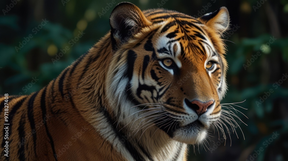 Fototapeta premium realistic illustration of a tiger in the forest