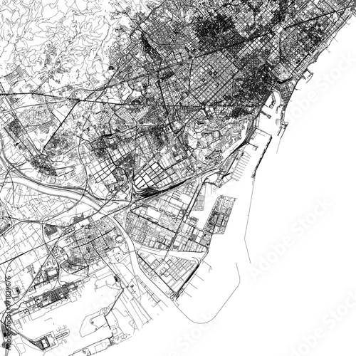 Photography 3D illustration of city and urban in Barcelona Spain