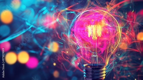 Wallpaper Mural Light Bulb with Glowing Colors Torontodigital.ca