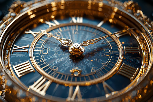 Wallpaper Mural A close-up of a clock's hands moving slowly in a circular motion, producing a calming and hypnotic effect. Concept of time and visual calmness. Torontodigital.ca