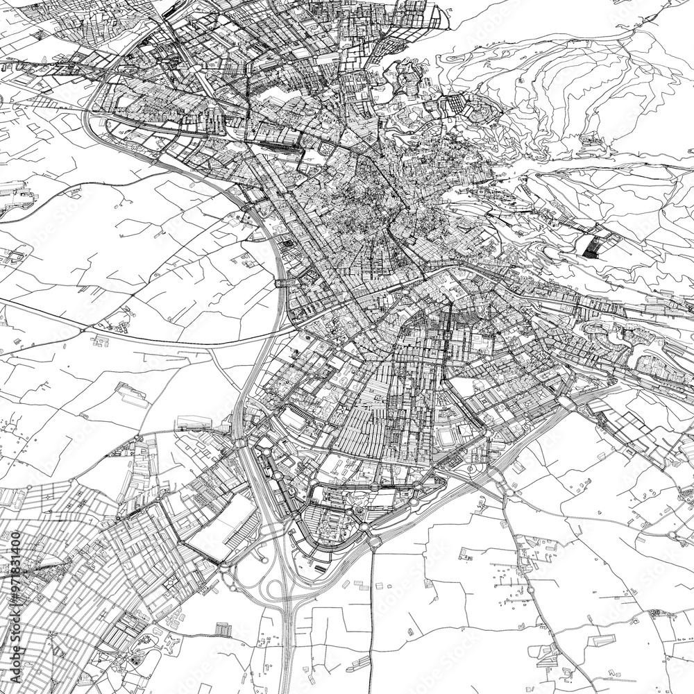 Naklejka premium 3D illustration of city and urban in Granada Spain