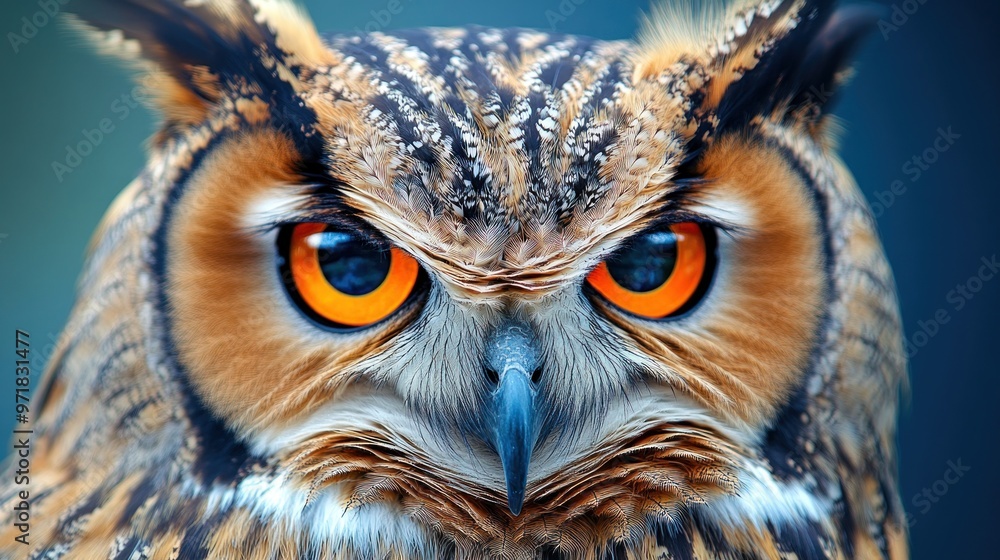 Close-up of an Owl's Intense Gaze Close-up of an Owl's Intense Gaze