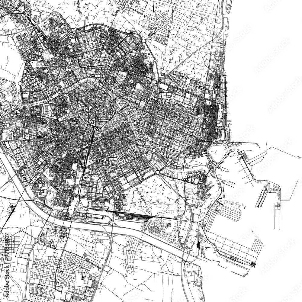 Naklejka premium 3D illustration of city and urban in Valencia Spain