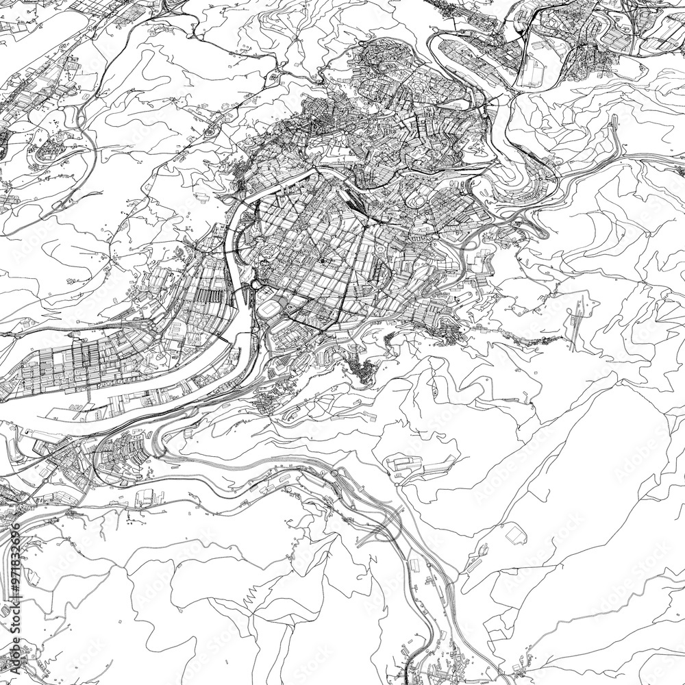Naklejka premium 3D illustration of city and urban in Bilbao Spain 