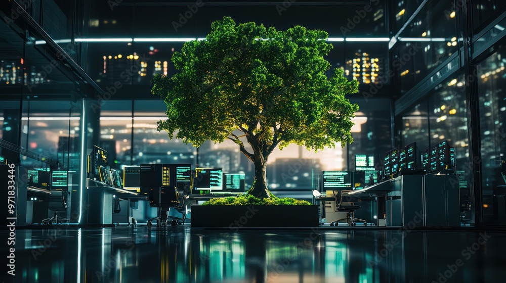 Fototapeta premium Tree in a Modern Office