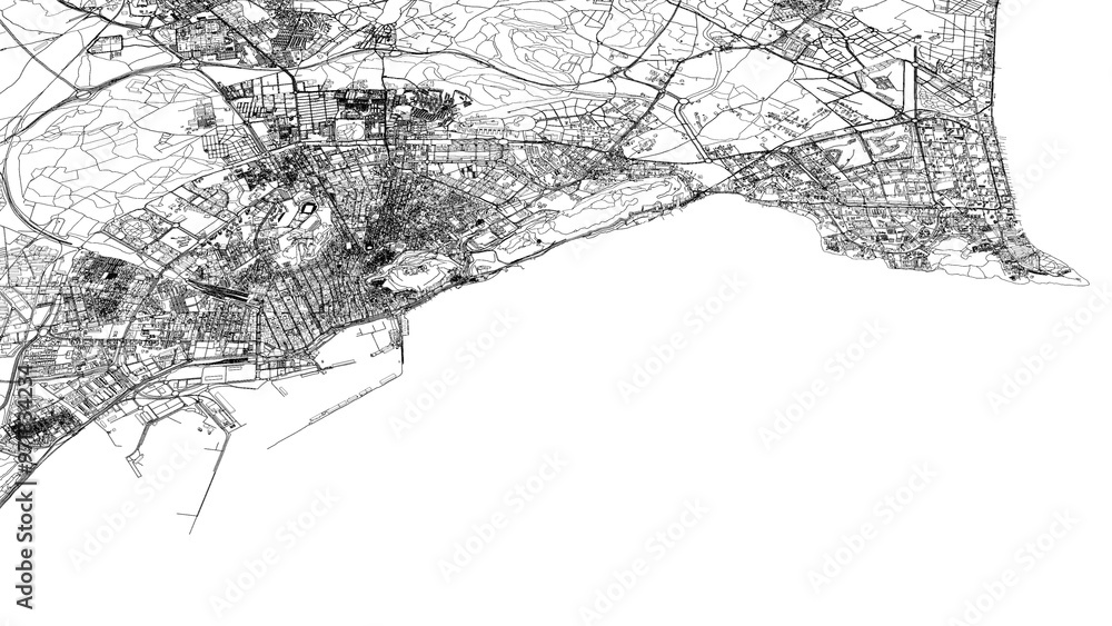 Naklejka premium 3D illustration of city and urban in Alicante Spain