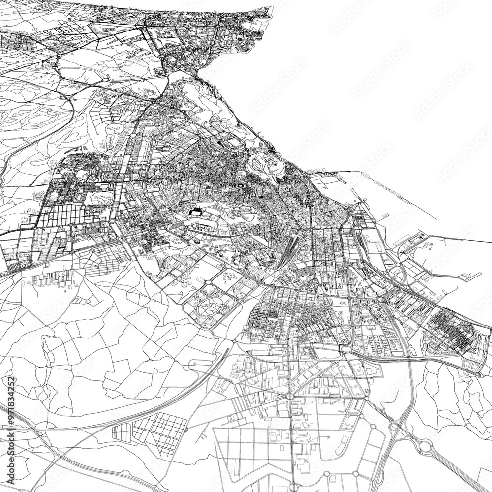 Naklejka premium 3D illustration of city and urban in Alicante Spain