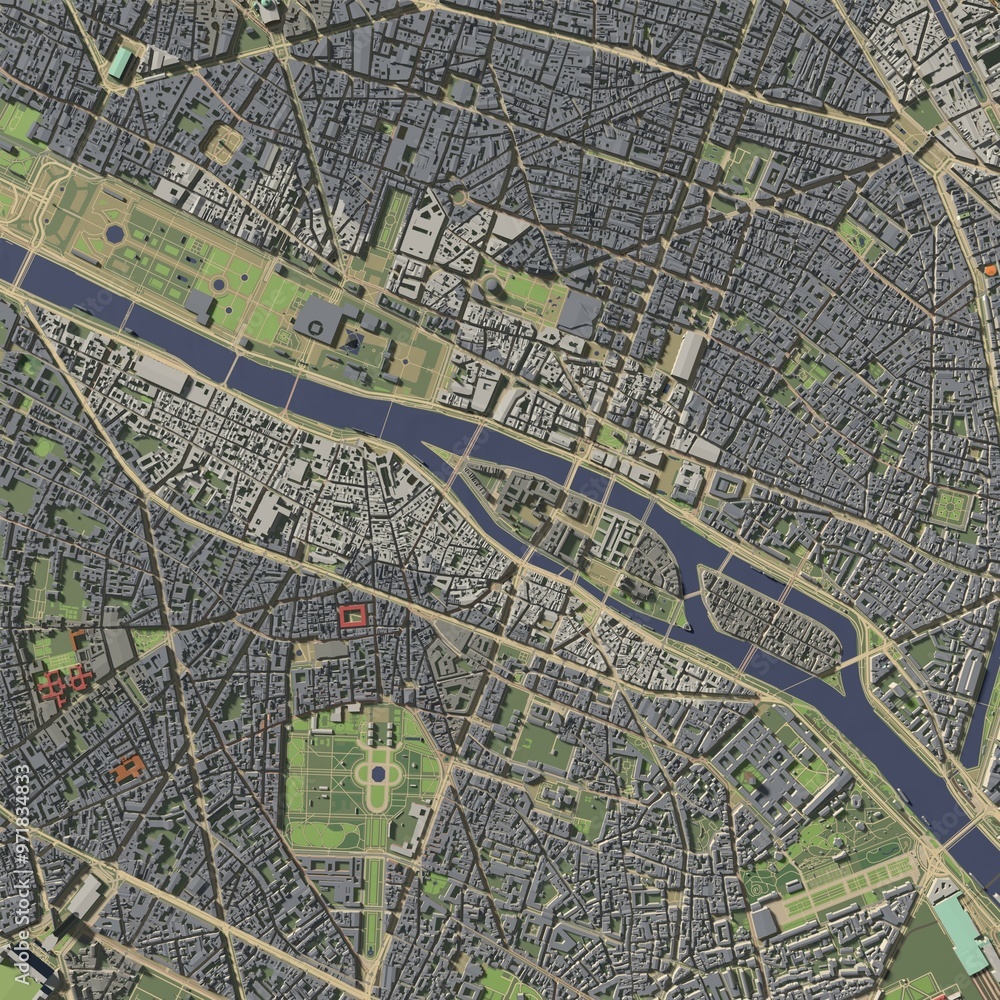 Obraz premium 3D illustration of city and urban in Paris France