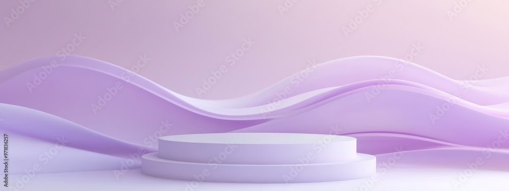 Pastel Lilac Podium with Soft Blurred Waves Pastel Lilac Podium with Soft Blurred Waves