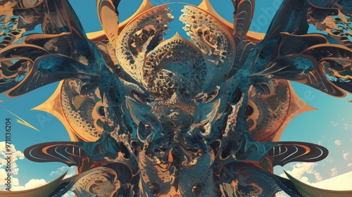 Wallpaper Mural Abstract fractal pattern artwork featuring a captivating surreal ornament Illustration Torontodigital.ca