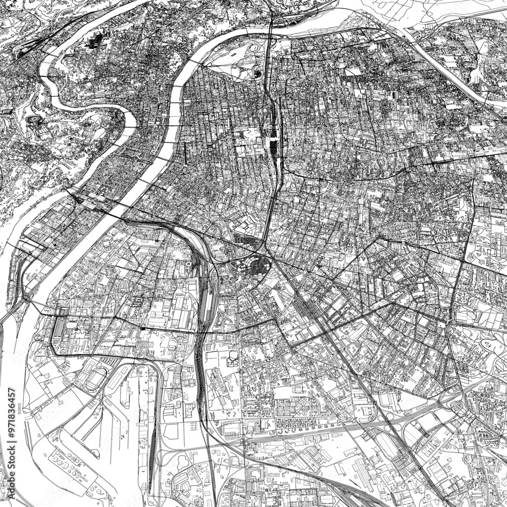 Obraz premium 3D illustration of city and urban in Lyon France