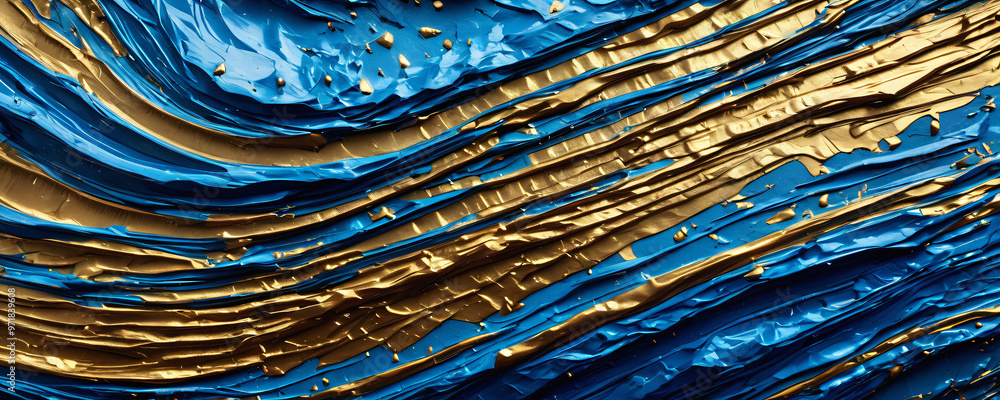 Abstract Blue and Gold Paint Strokes Abstract Blue and Gold Paint Strokes