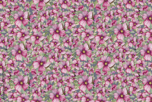 Blooming midsummer meadow seamless pattern.