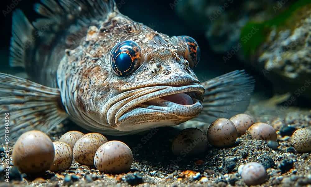 Fish guarding eggs on the ocean floor with ai generated.
Fish guarding eggs on the ocean floor with ai generated.