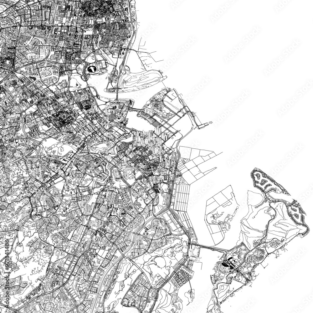 Naklejka premium 3D illustration of city and urban Singapore