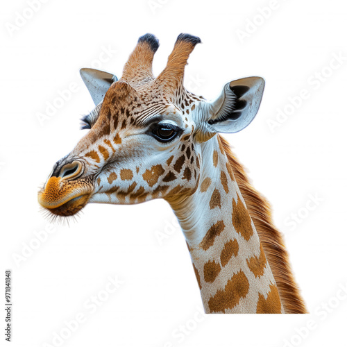 Giraffe Portrait: Long Neck and Patterned Coat Close-Up photo