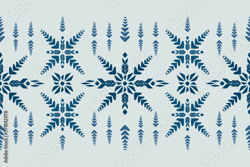 Vector illustration of an ethnic geometric pattern. Bohemian seamless pattern. Embroidery. Seamless traditional design pattern for fabrics, backgrounds, carpets, wallpapers, clothes, and pillowcases.
