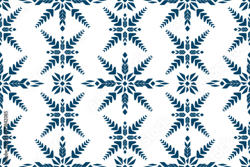 Vector illustration of an ethnic geometric pattern. Bohemian seamless pattern. Embroidery. Seamless traditional design pattern for fabrics, backgrounds, carpets, wallpapers, clothes, and pillowcases.
