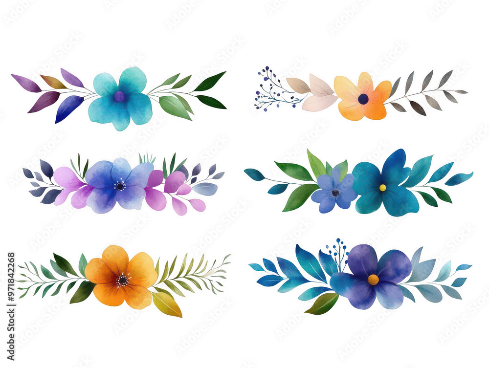 Fototapeta premium Vibrant Floral Headbands in Six Colorful Styles