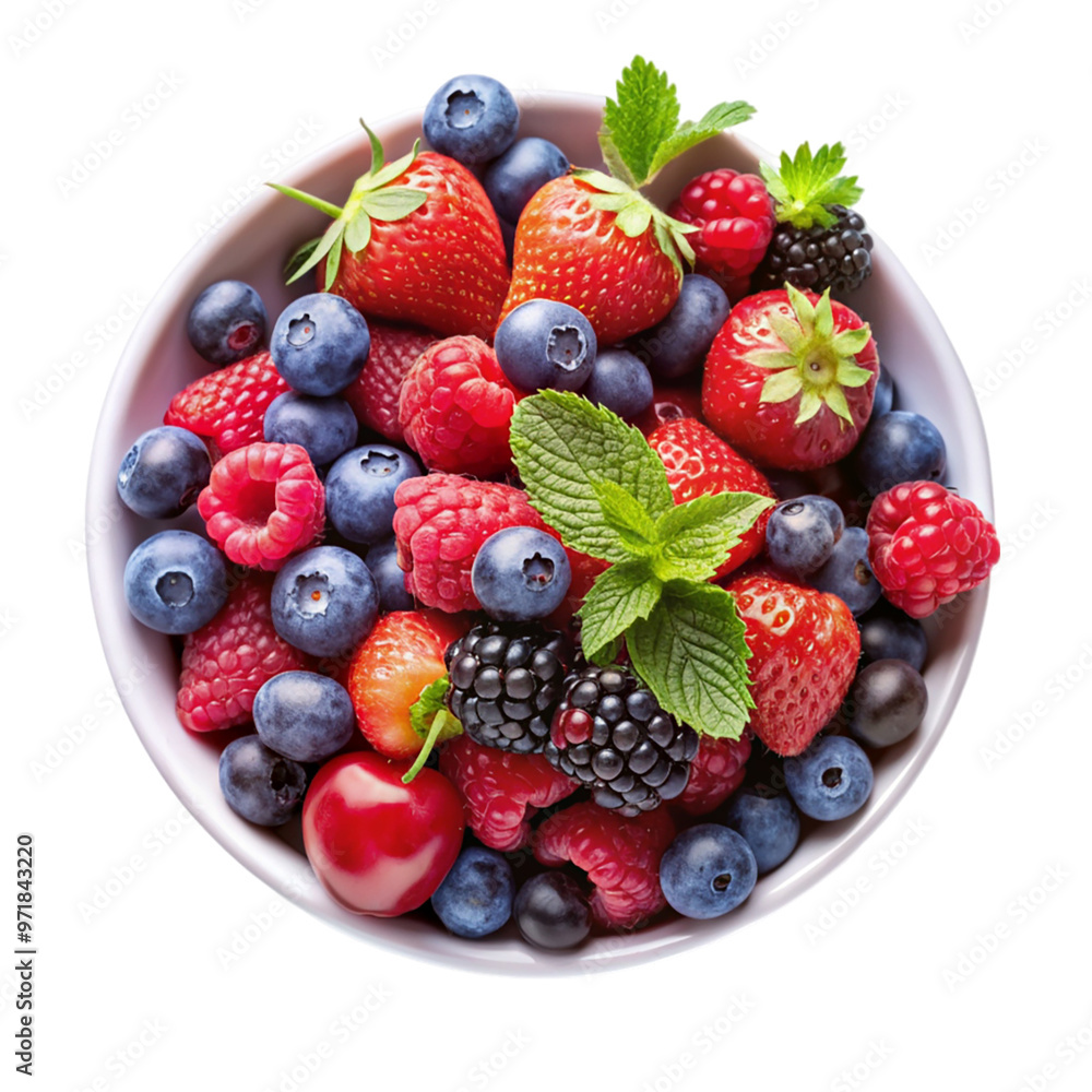 Obraz premium Sweet berries mix Isolated on transparent background.