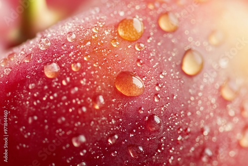 Red Cherry with Water Drops