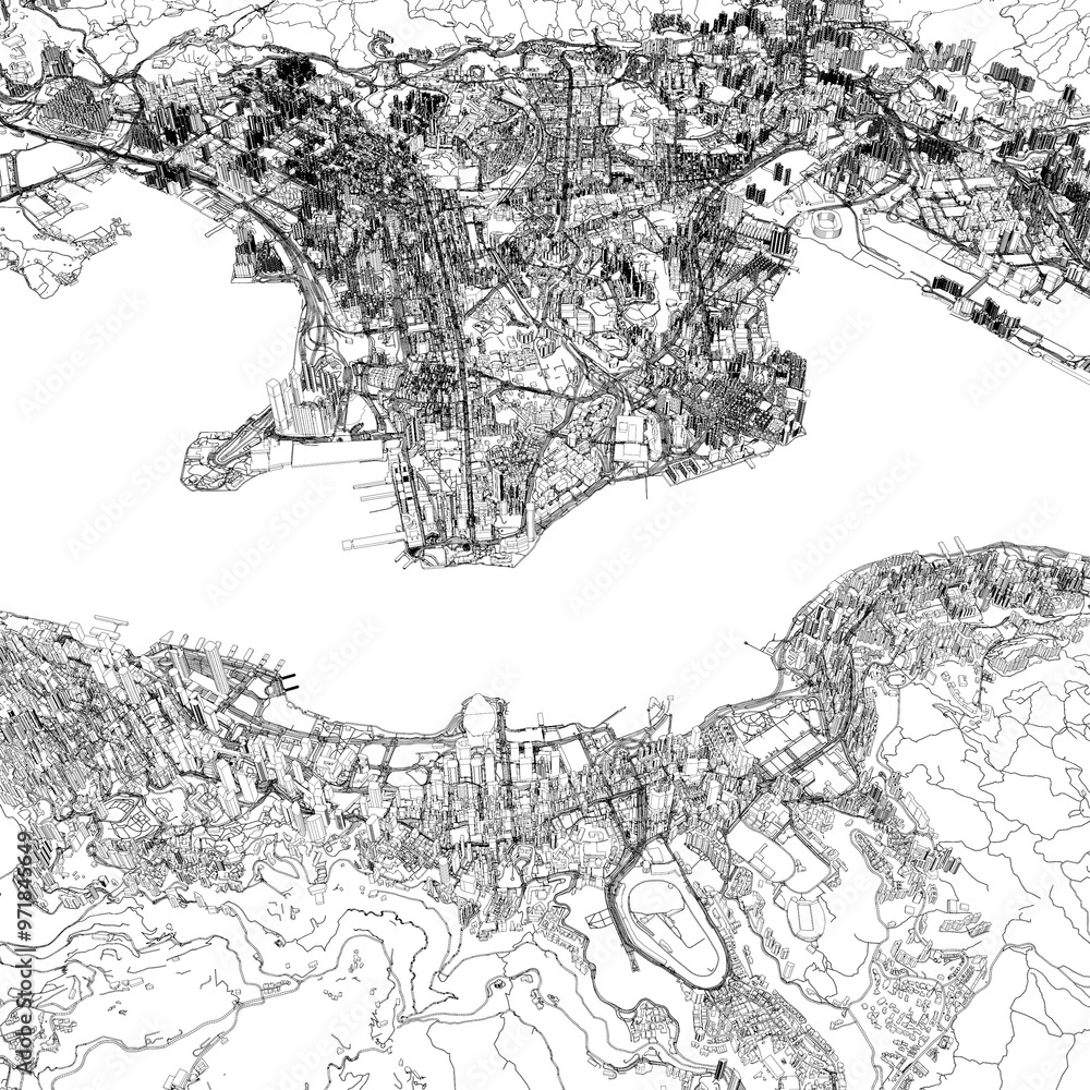 Fototapeta premium 3D illustration of city and urban in Hong Kong