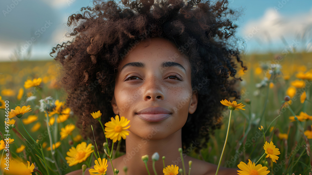 Woman Looking Flowery Nature Styl Woman Looking Flowery Nature Styl