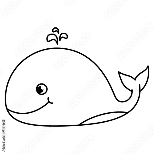Coloring Page Outline of Cute Whale