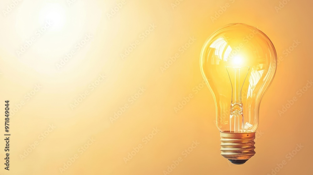 Glowing Light Bulb on Yellow Background Idea Inspiration Success Innovation Glowing Light Bulb on Yellow Background Idea Inspiration Success Innovation