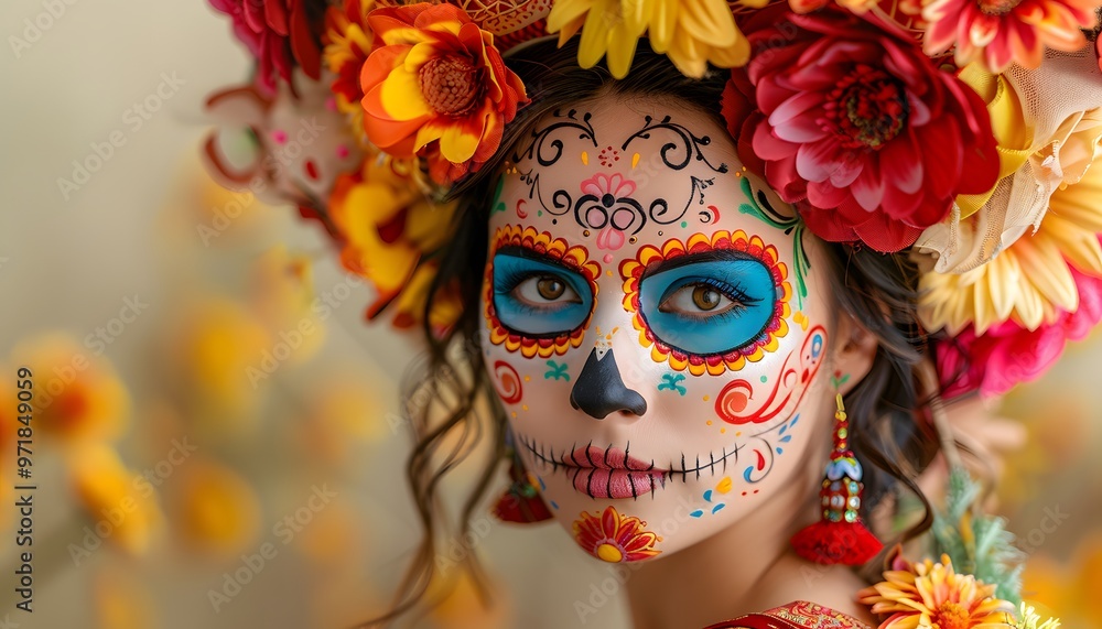 Day of the Dead costume portrait. Day of the Dead costume portrait.
