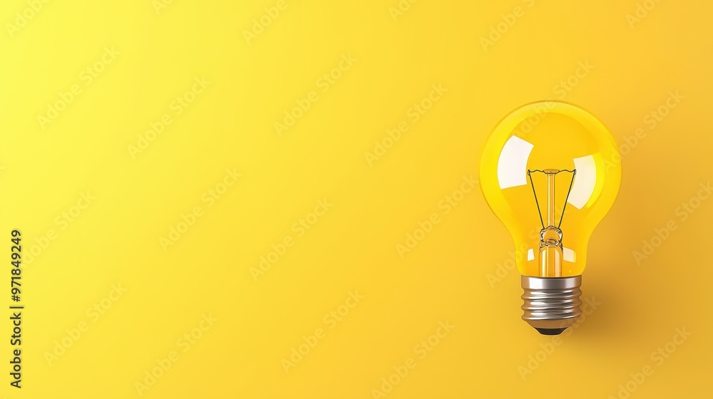 Yellow Light Bulb on Yellow Background Idea Concept Yellow Light Bulb on Yellow Background Idea Concept
