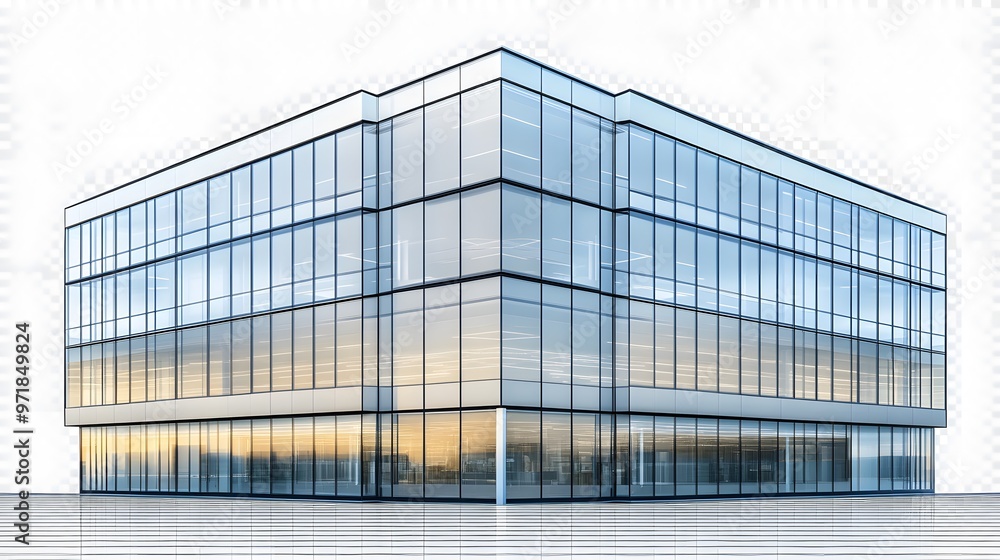 Modern Glass Office Building with Gridded Windows