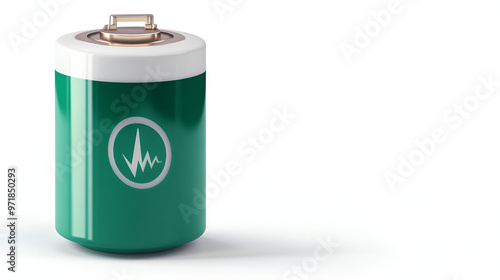 Green Battery with Golden Top - Perfect for your Technology and Energy Projects!