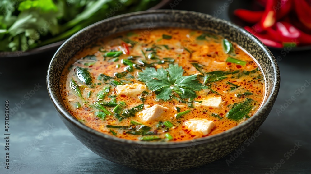 Traditional Isaanstyle hot and sour soup with bamboo shoots, Isaan bamboo soup, regional Thai dish Traditional Isaanstyle hot and sour soup with bamboo shoots, Isaan bamboo soup, regional Thai dish