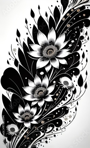 black and white floral background